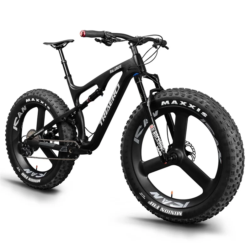 

26er Carbon Fat Bike With Rockshox Bluto Fork 16/18/20" carbon complete men's fatbike wheels UD matte, Customized painting