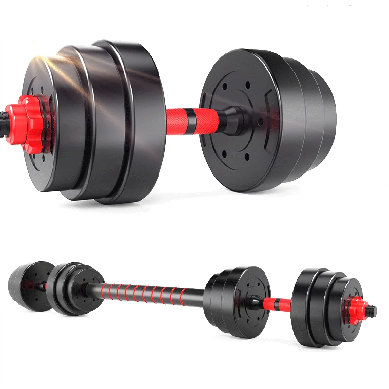 

Hot Selling Fitness Equipment Dumbbell 2 In 1 40kg Adjustable Gym Equipment Dumbbell Barbell Set, Red+black