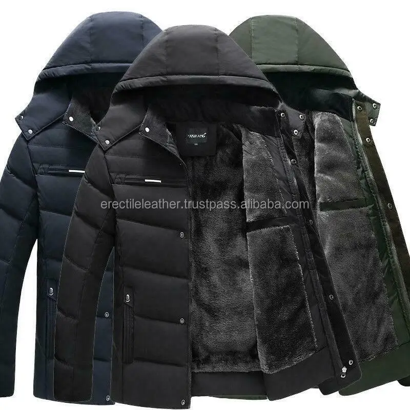 Men's Warm Hooded Parka Winter Thicken Fleece Coat Outwear Jacket Overcoat Wholesale Price
