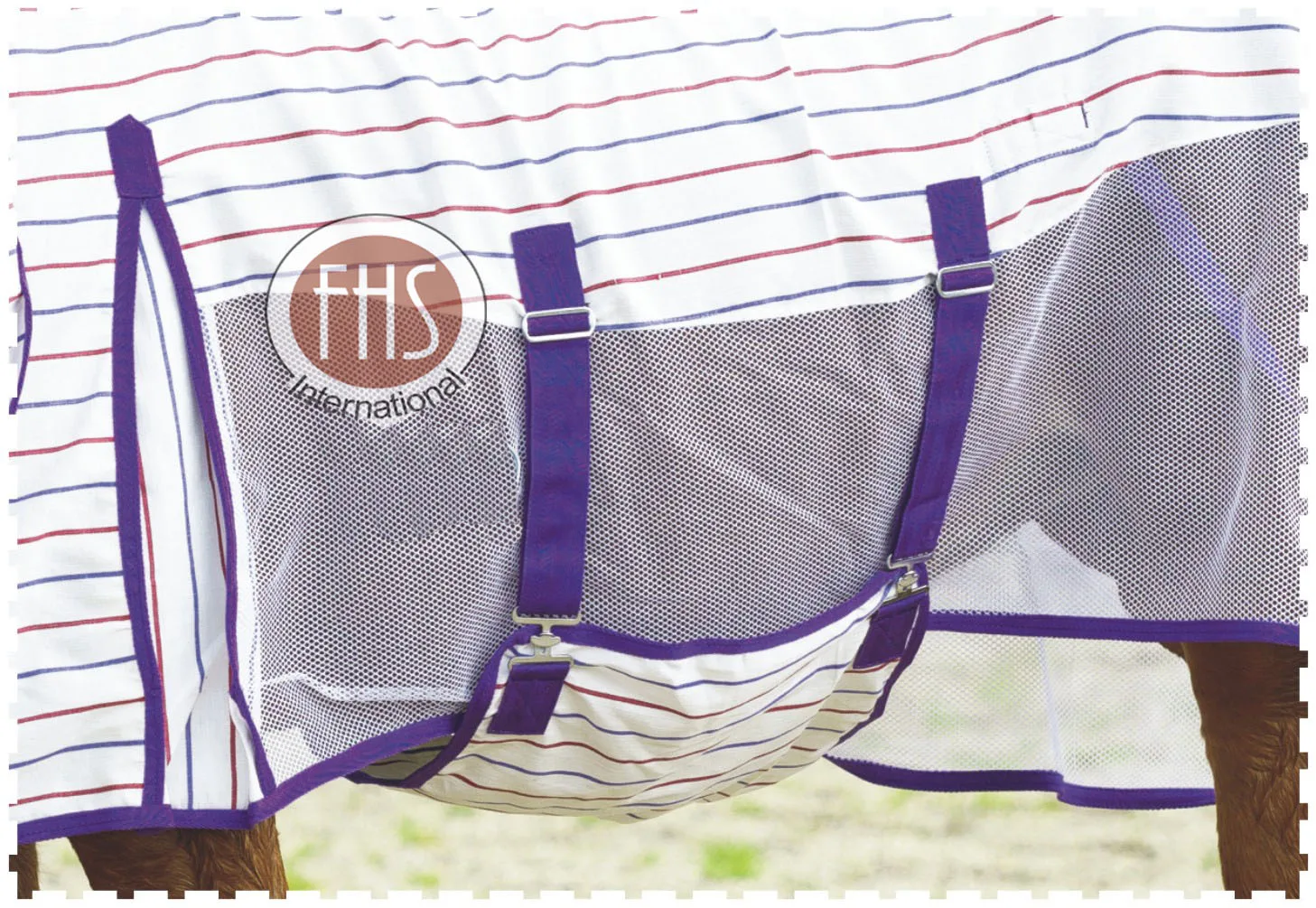 Burgundy And Purple Poly Cotton Strip Ribstop Summer Horse Combo Mesh Fly Hybrid Rugs Buy