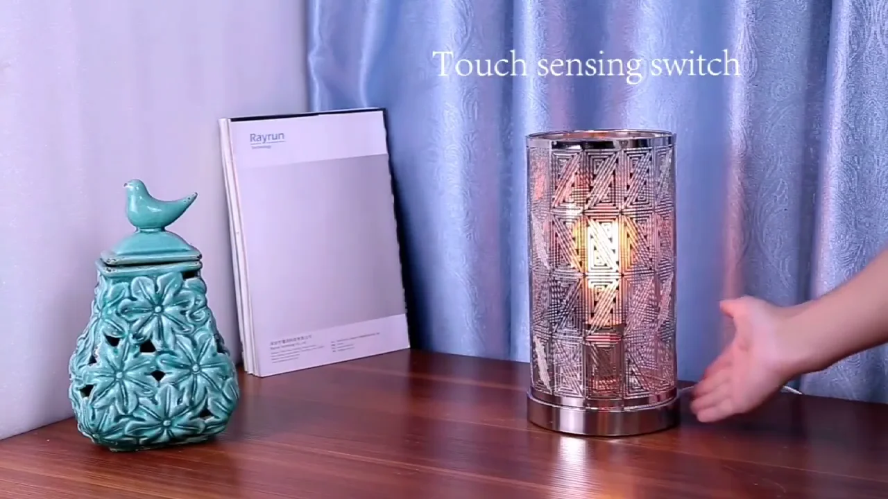 Modern Touch Table Lamp With Geometric Cutting Silver Technology
