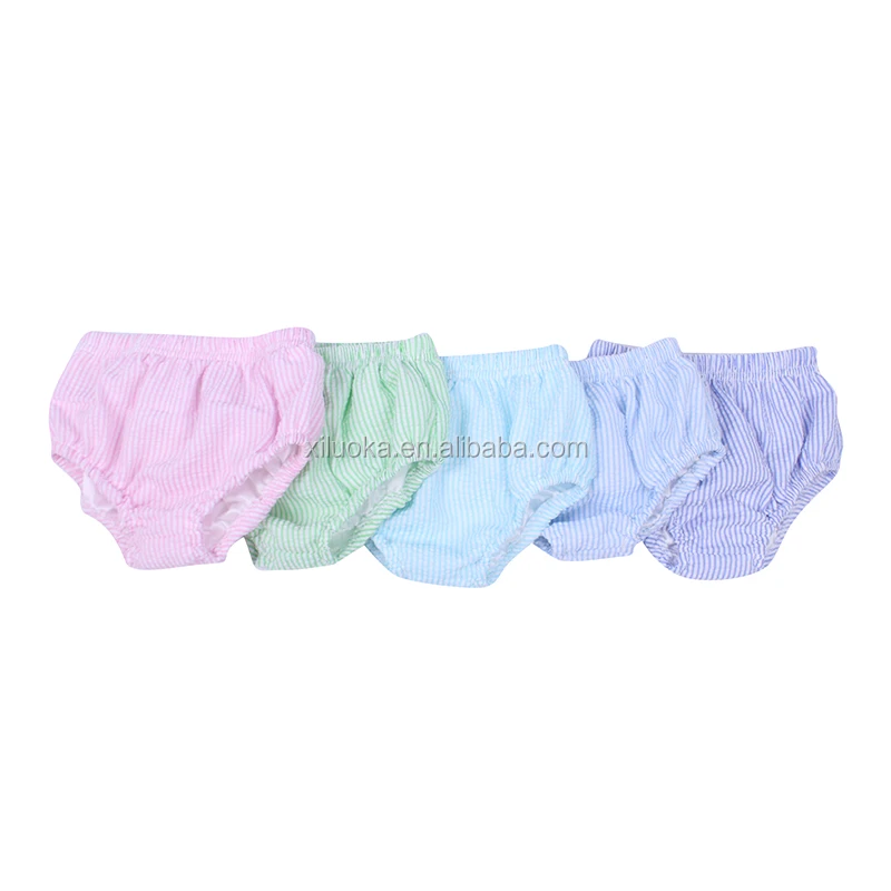 

Newborn Baby Clothes Diaper Cover Toddler Underwear Summer Seersucker Bloomer, Picture