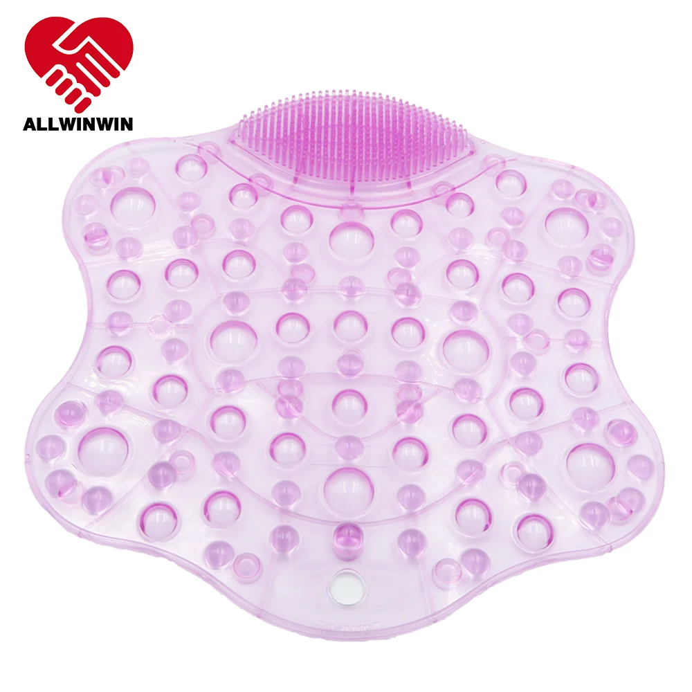 ALLWINWIN SHW06 Foot Scrubber - 2 in 1 Hard Bristle Massage Mat Suction Cups Shower Cleaner Brush
