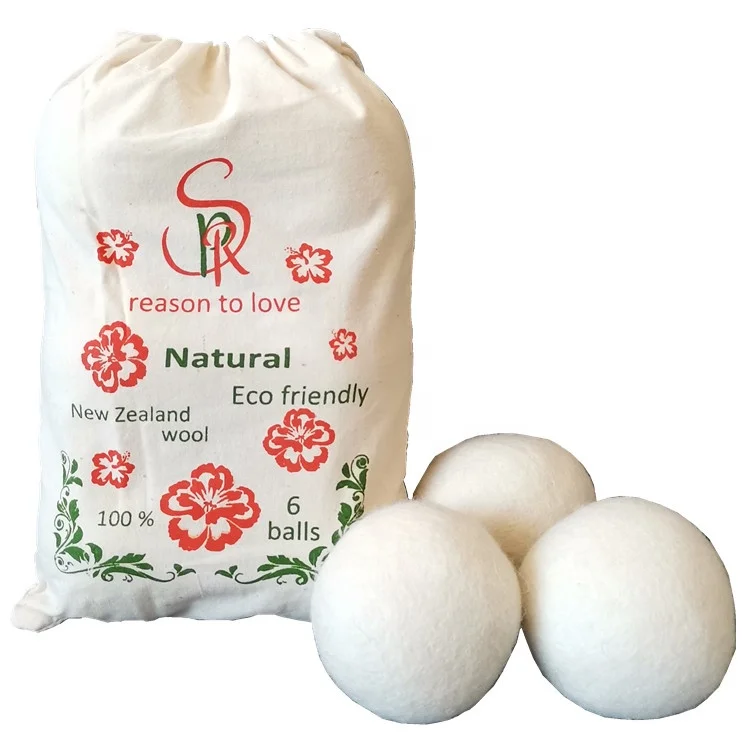 

Organic 100% New Zealand Wool dryer ball for Laundry, White grey dark grey