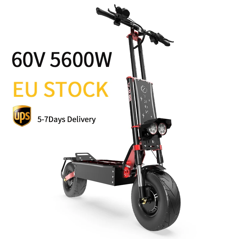 

X-Tron 60V 5600W Electric Scooter EU Warehouse E scooter 13 Inch Off Road Foldable Dual Motor Electric Motorcycle, Black