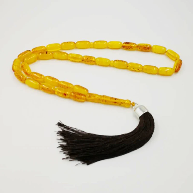 

Tasbih Yellow Amber resin Rosary 33 Muslim Tasbih Eid gift Islamic prayer beads Man's Misbaha Gift Bracelets