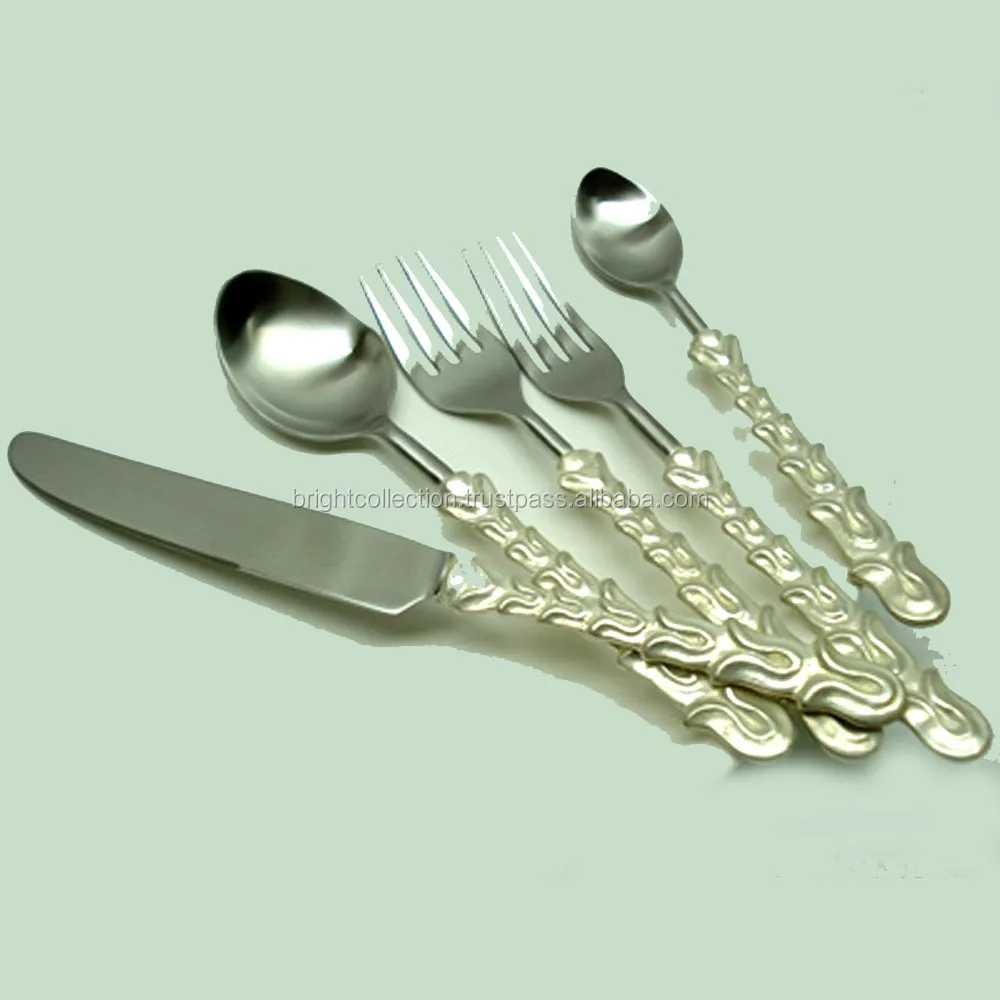Stainless Steel Spiral Curved Design Handle Dinner Fork And Knife Long
