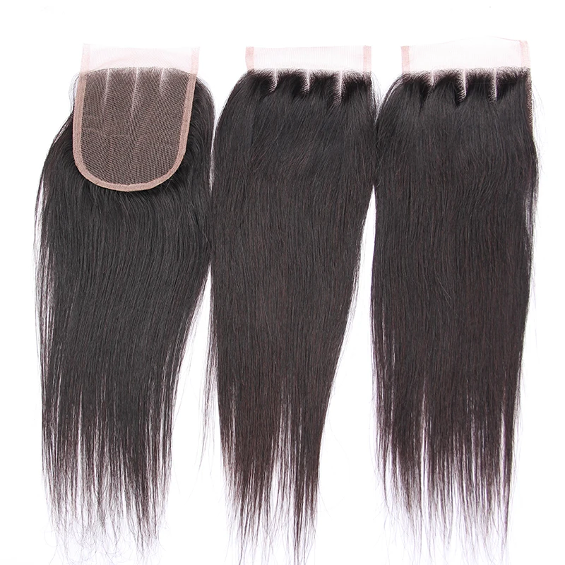 

4*4 6-20 inches 1b color Indian natural straight hair with frontal closure three parts