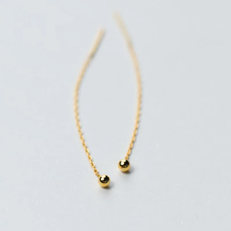 

E1591 Christian Gifts Jewellery Silver 925 Pearl Ear Chain Sun Small Silver Ball Bean Ear Thread Female Gold Earrings