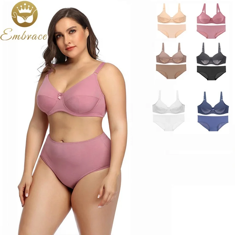 

Dropshipping E F Thin Cup Large Size Bra And Panties DD Big Full Cup Underwire Europe Fat Women Plus Size Bra Set