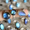 Wholesale labradorite sterling silver band ring natural labradorite handmade 6 ring binder a5 ring de boxe occasion