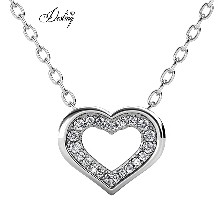 

Destiny Jewellery Zeal Love Heart Shaped Pave Crystal Pendant Necklace Jewelry For Women Girlfriend Anniversary Gift, Rose / white / yellow gold