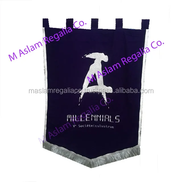 Supper Quality Purple Velvet Banner With Machine Embroidered Letter