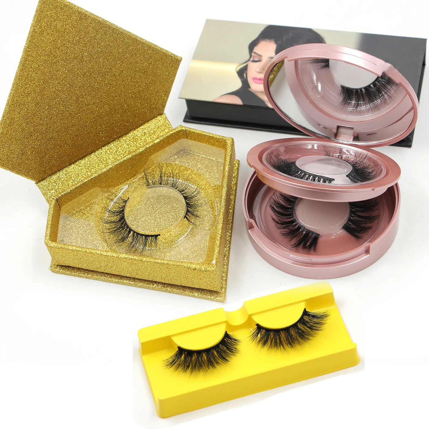 

Wholesale Private Label 100% Real Mink Eyelashes Round Packaging Box Eyelash