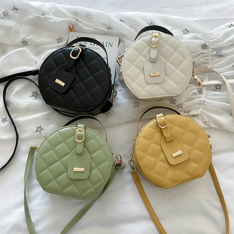 

KoreanTote Ladies Bags Leather Crossbody Zipper Coin Purse Round Handbags With Straps, 4 colors