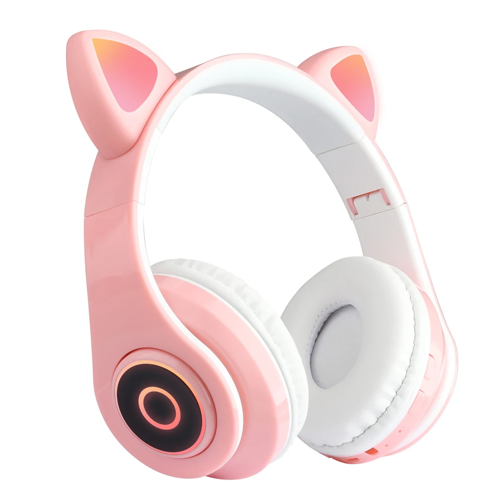 

hot sales Anime Headset LED Wireless Kids 5.0 with Colorful Lights Cat Ears super bass stereo cute cat ear Headphones, Black, white, pink, dark blue, purple, khaki, red