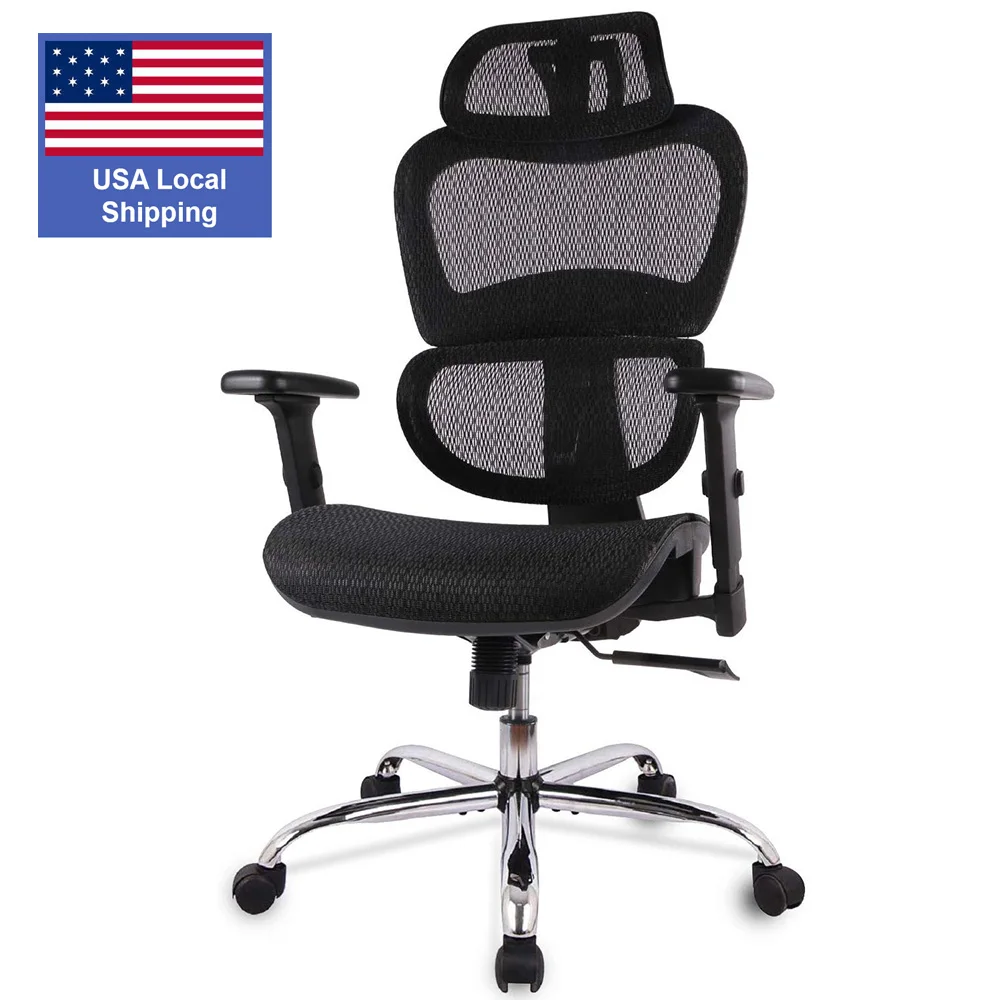 

Luxury Mesh Ergonomic Home Office Desk Task Chair High Back Computer Chair with Adjustable Headrest and Armrests, Black