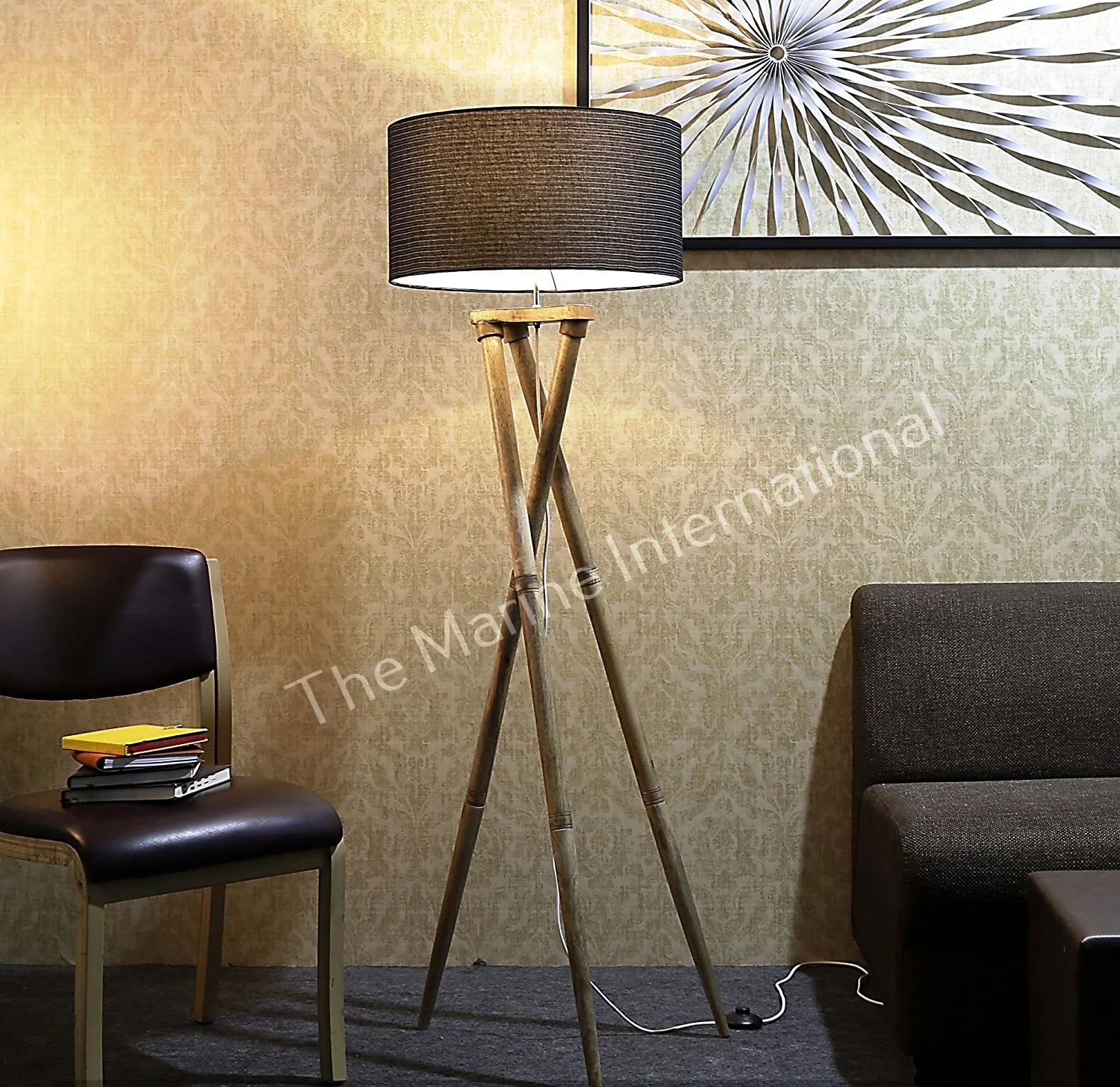 Floor Lamp New Modern Black Luminous Red White Led Light Body Metal Pvc Switch Power Style Cable