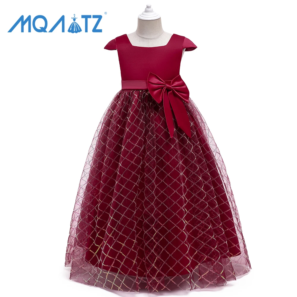 

MQATZ New Princess Evening Dress Kids Big Bow Dress Children Wedding Party Formal Ball Gown
