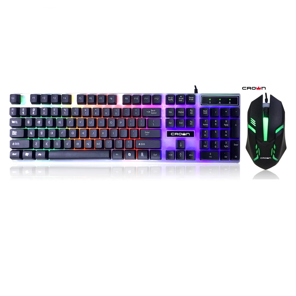 

Crown new Arabic gaming keyboard and mouse combo hot sale gaming mouse and keyboard, Black