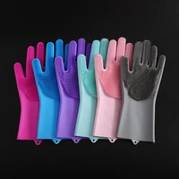 

reusable magic silicone washing gloves cleaning sponge silicone dishwashing gloves with wash scrubber