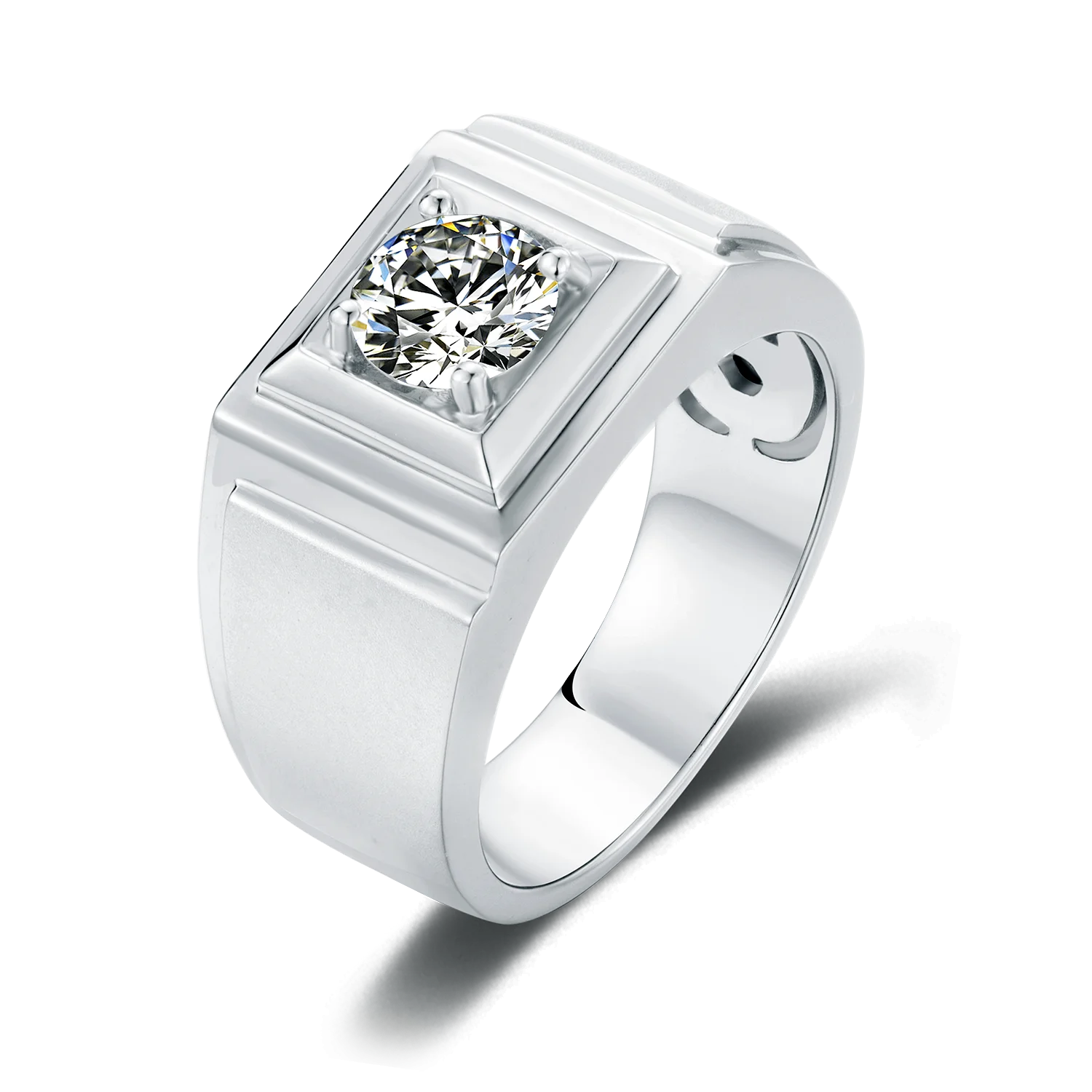 

Moissanite Diamond 1ct 6.5mm Moissanite Stone Silver Men's Ring
