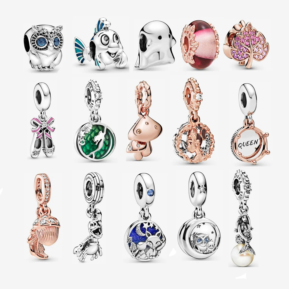 

925 Sterling Silver Cubic Zircon Charms Rose Gold Plated Dangle Charms fit Fashion Charm Bracelet Gift for Women