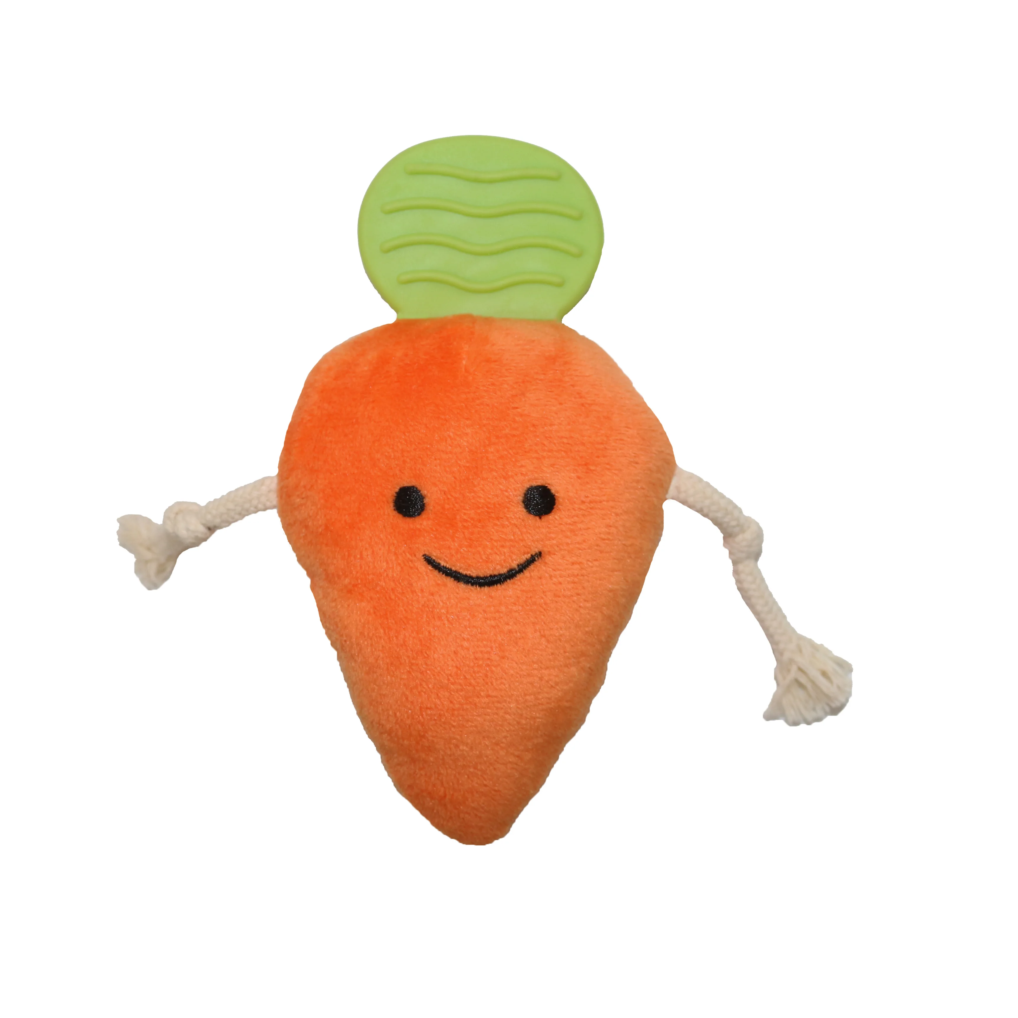 

Hot sale plush squeak dog and cat toy carrot with rope