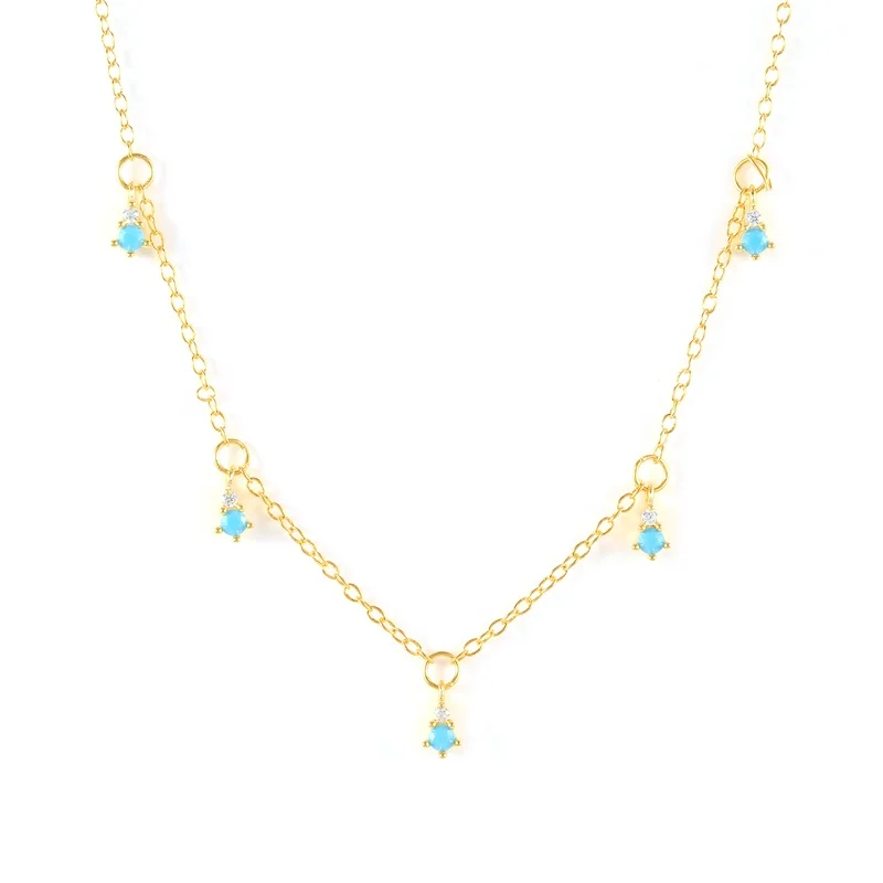 

CANNER Classic Style 925 Silver jewelry 18K Gold Cross Waterdrop Turquoise Women Necklaces