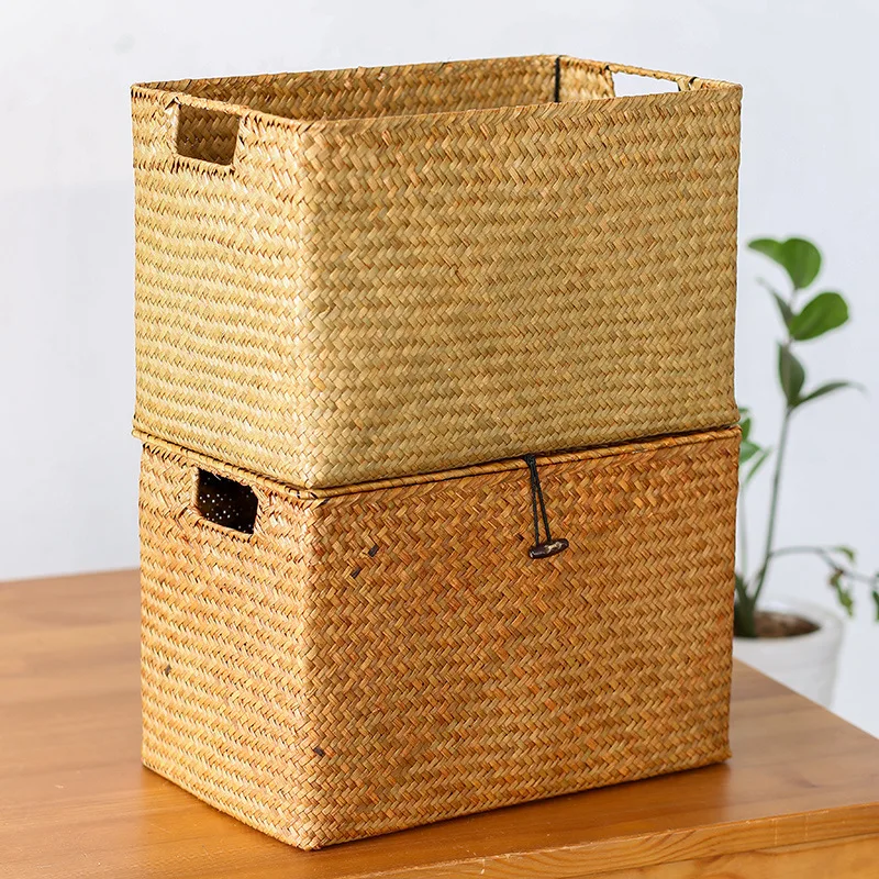 

Straw Handmade Storage Clothing Wicker Blanket Organizer Bin Bath Laundry Basket