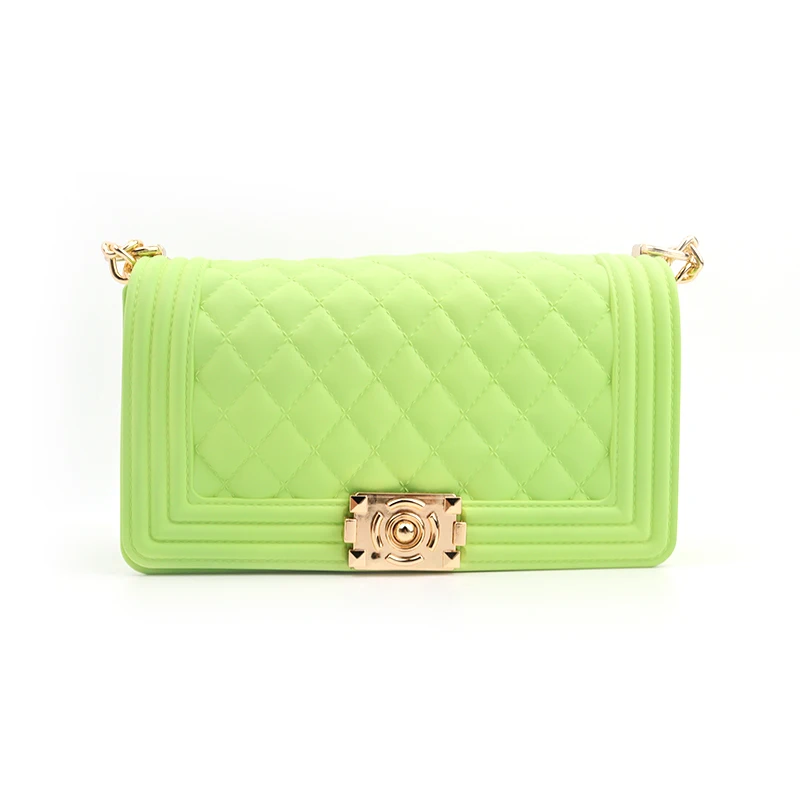 

2020 Fashion luxury rainbow purse chain high quality latest design purses women green jelly tote crossbody bag handbags, Candy or custom