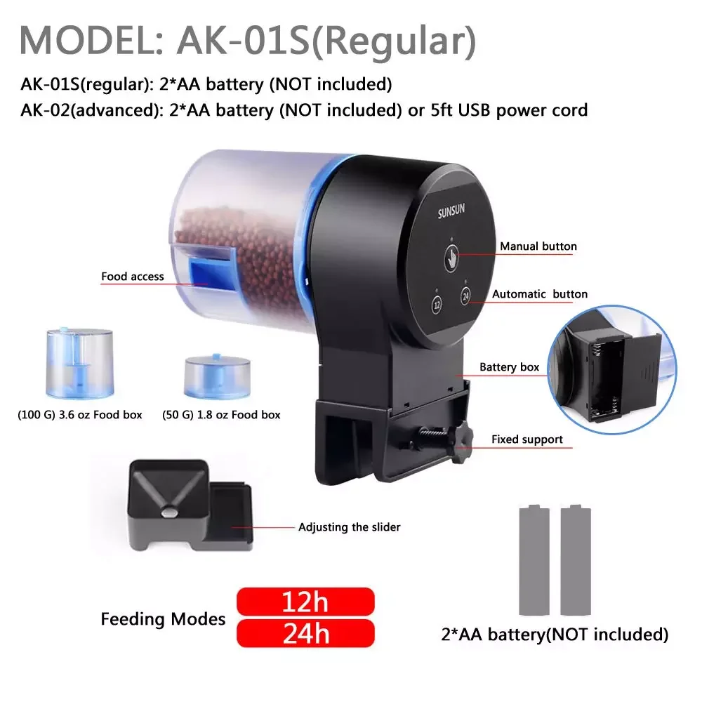 Sunsun Feeder Automatic Fish Tank Feeding Koi Goldfish Feeder Plastic