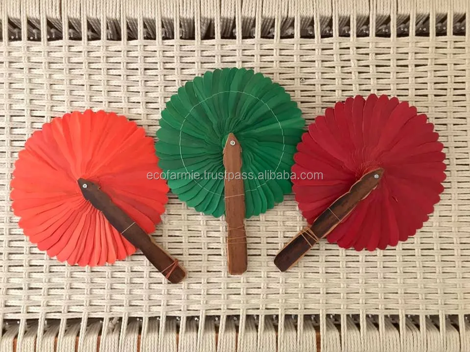 Round Bamboo Handheld Fans Sticks Handmade High Quality Bamboo Crafts