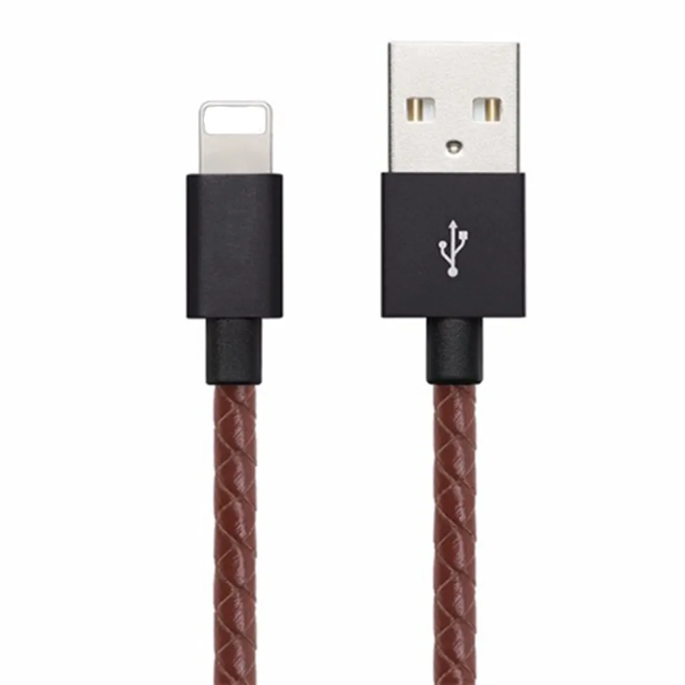 Customized PU Leather Braided Metal Case Micro USB Cable Type C Data Cable Fast Charging Cable for iphone - ANKUX.COM