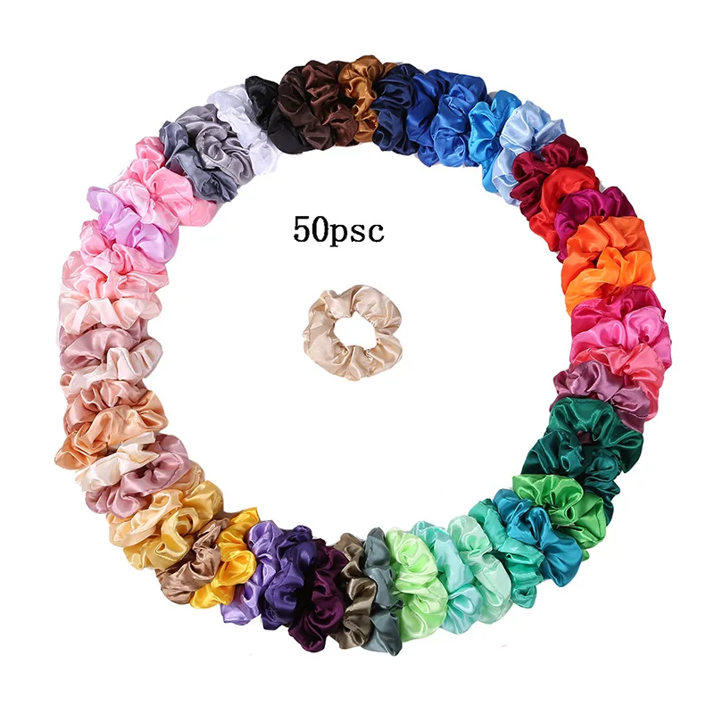 

wholesale woman scrunchy hair band high elastic fabric scrunchies solid color hair ties