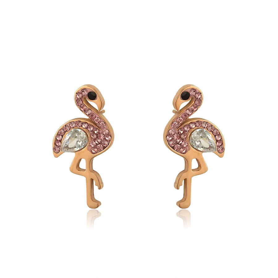 

97797 Xuping fashion stainless steel jewelry animals rose gold color stud earrings for women