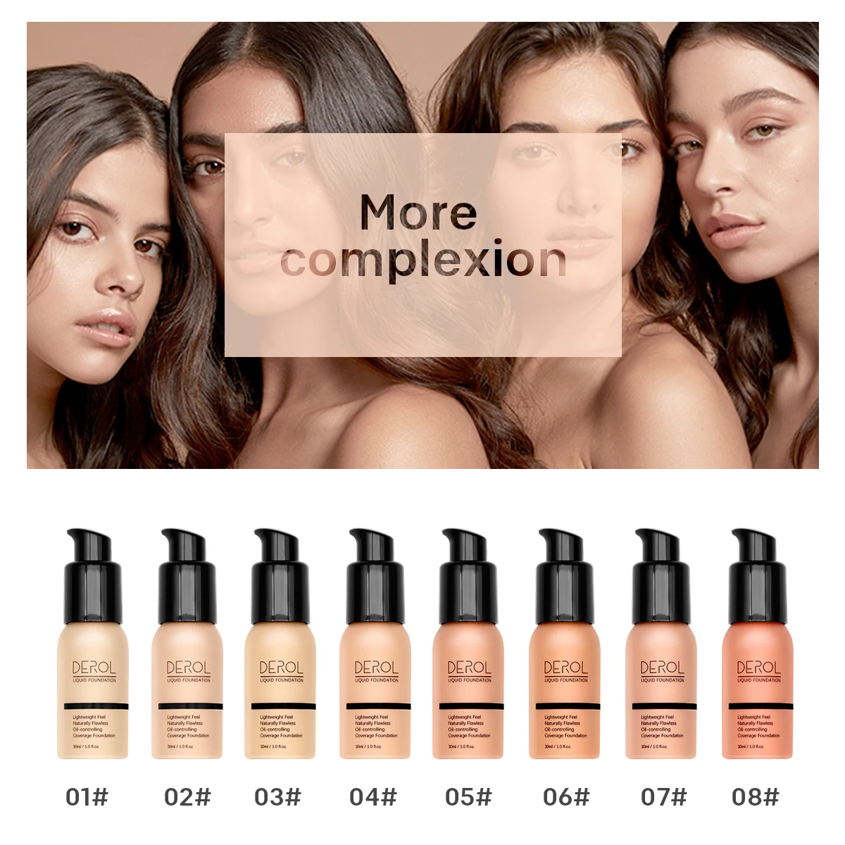 

Private Label Waterproof Makeup Liquid Foundation, 8 colors
