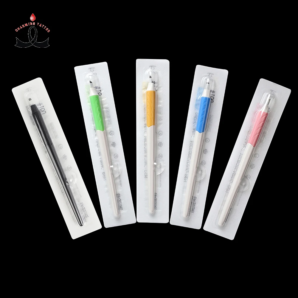 

Factory Supply 0.18mm Rainbow Nano Disposable Microblading Pen For Microblading Training and Practice 5 Colors, Black, yellow, green, blue, pink