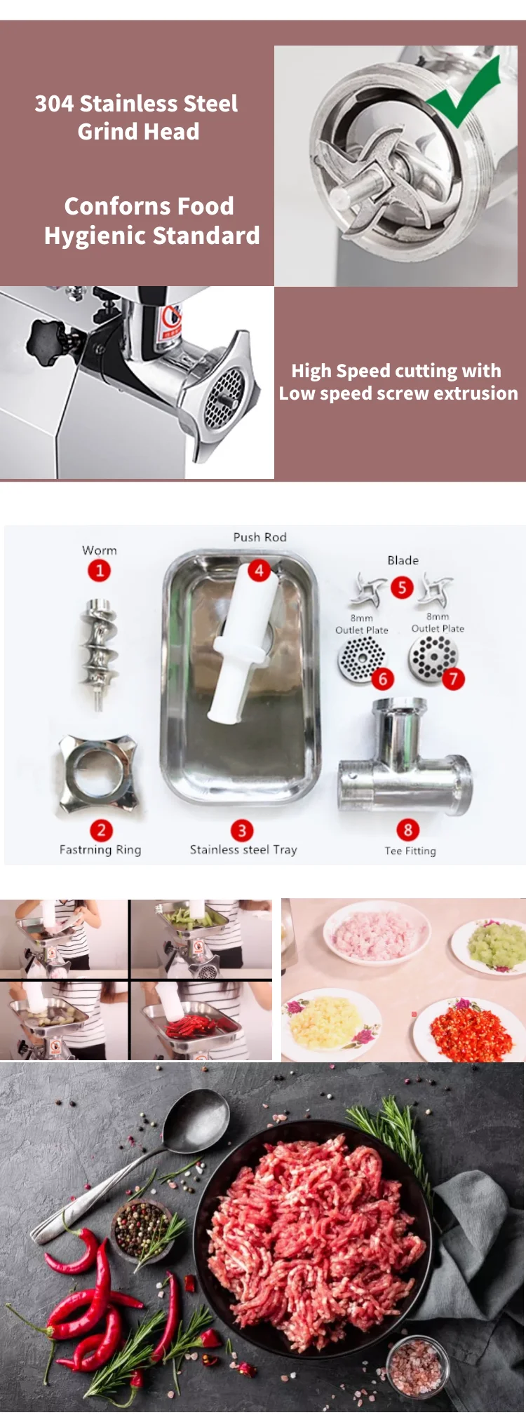 Commercial Food Processors Butcher Meat Mincer Electric Meat Grinder