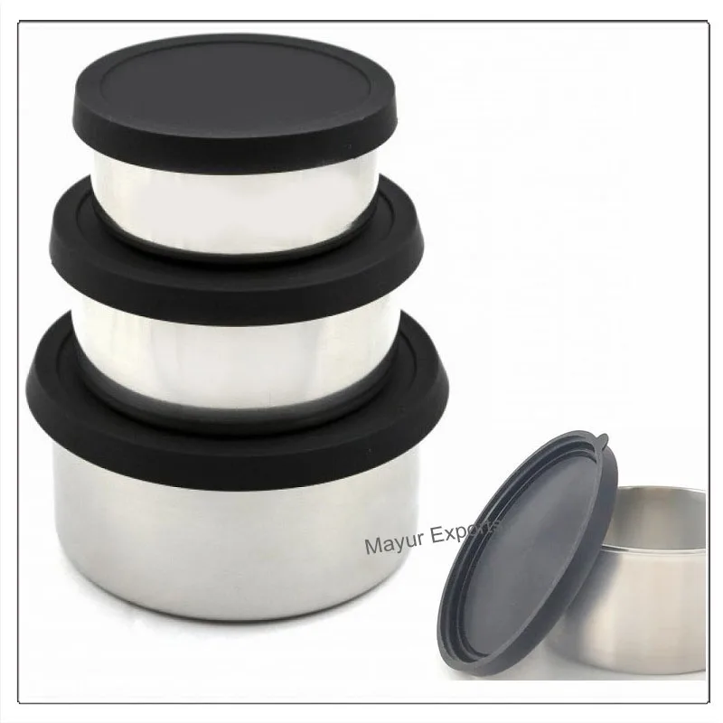 Stainless Steel Round Food Container With Silicone Lid - Buy Stainless ...