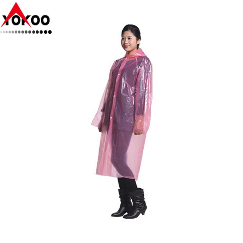 
Cheap Emergency Long PE Disposable Raincoats with sleeves and buttons for South Korea 