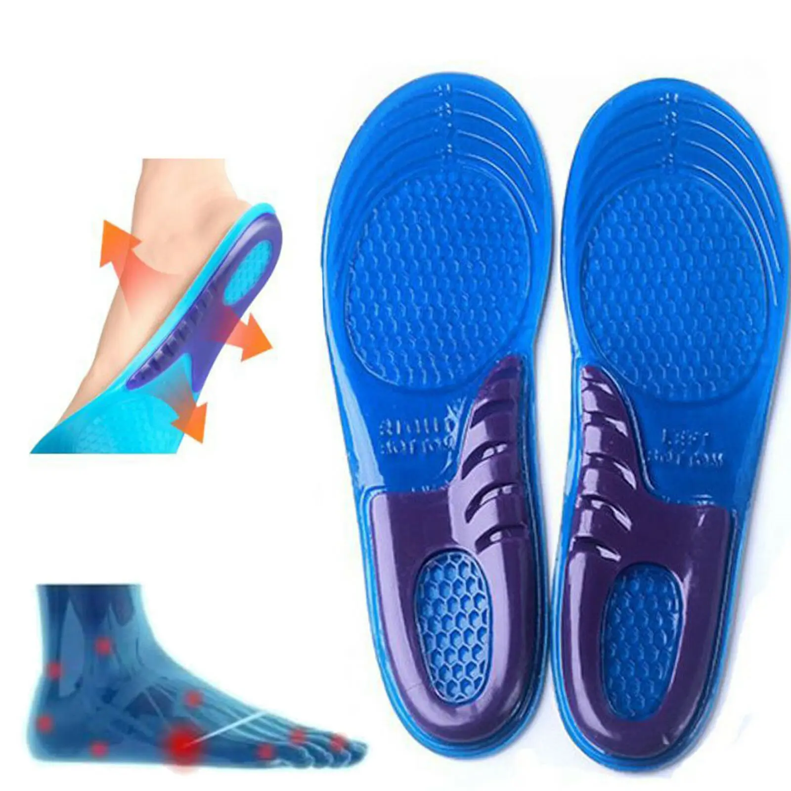 

Hadiyah Factory Gel Shoe insole Amazon eBay Hot Sale Foot Heel Care Non-Slip Running Sports Shock Absorption insole Pad