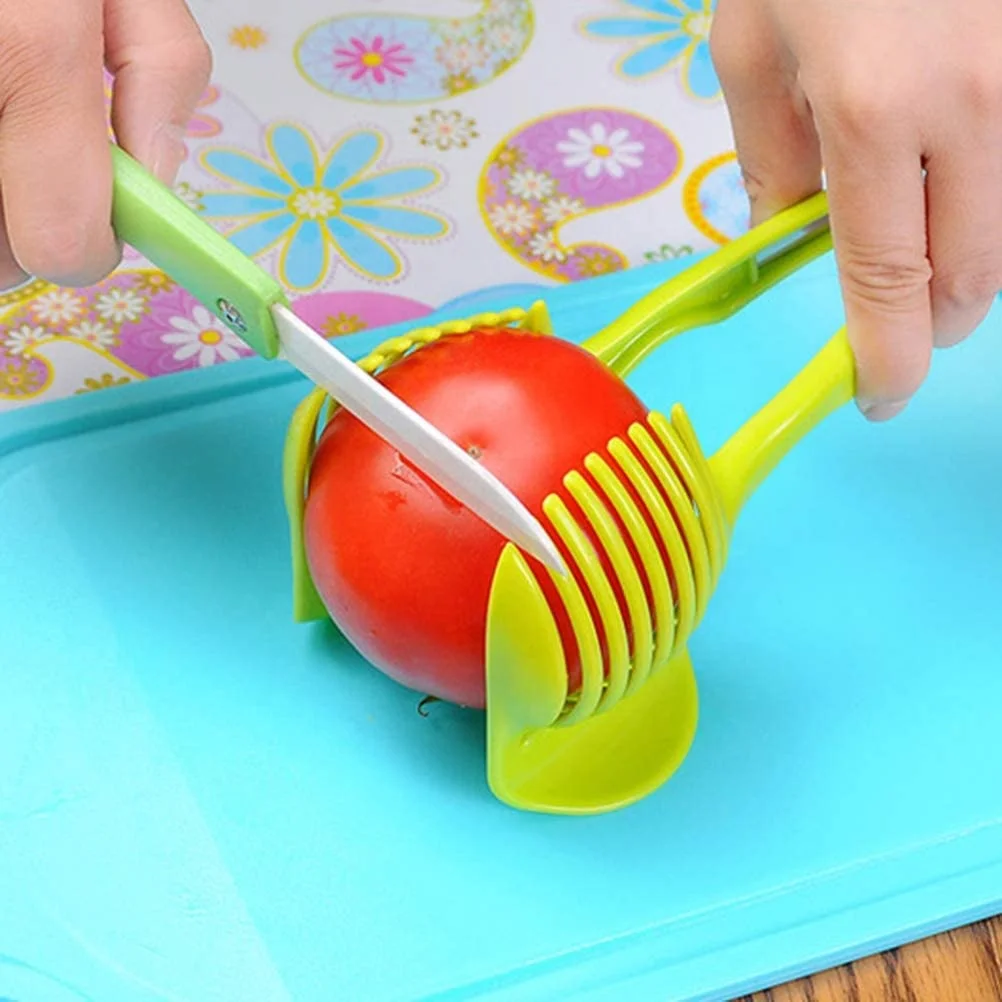 

Kitchen accessory Multipurpose Handheld Fruit Tongs Plastic Onion Vegetable Holder Lemon Cutter Tomato Slicer