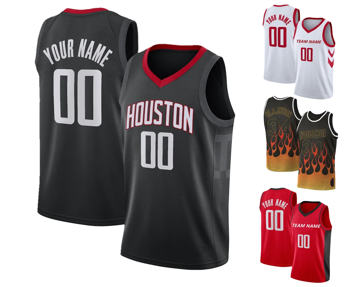 

Wholesale Stitched Name Number Custom Blank Houston Basketball Jersey Black White Red 2021/22 For Men Women Youth, Custom accepted
