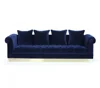 Wooden Upholstered with Wooden Brass Mounted Base Modern Sofas Couch Furniture Sofa