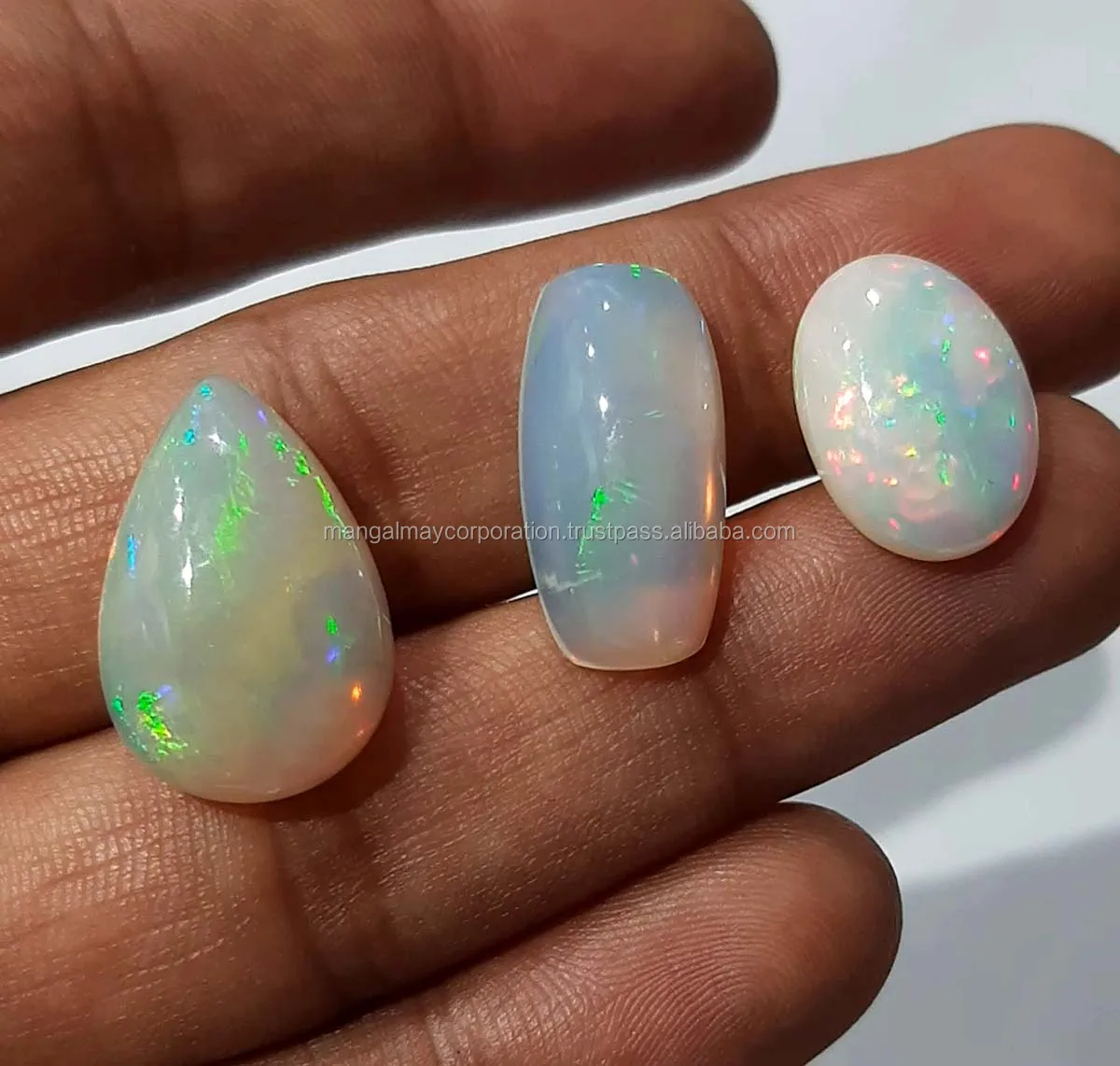 Opal Cabochon Natural Loose Gemstone October Gemstone Faceted Cuts Opal Gemstone | White Color Ethiopian Opal Cabochon