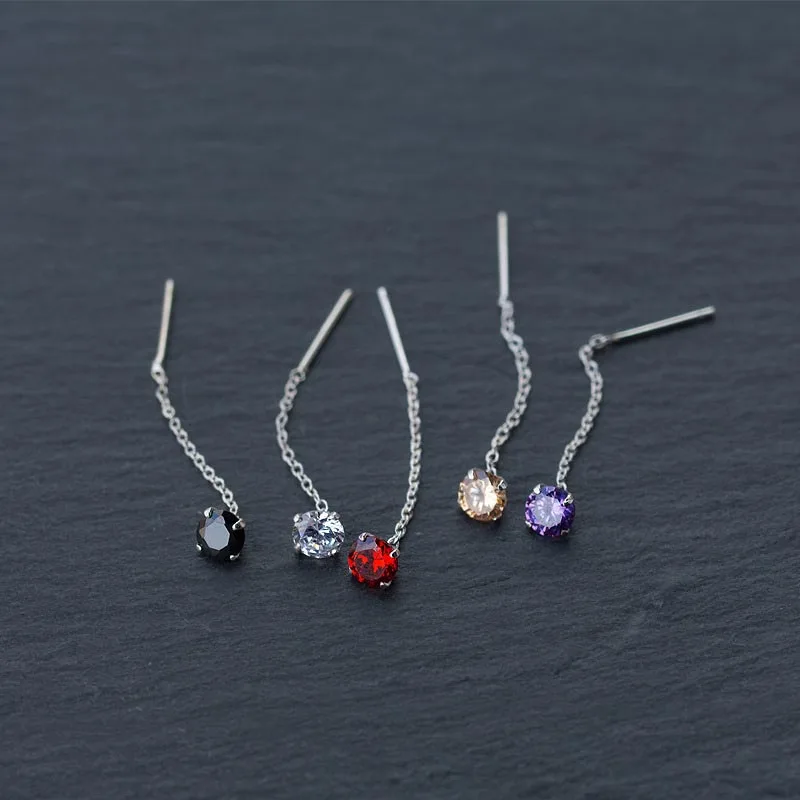 

E1505 Romantic Joyeria Silver Four Claw Single Short Single Drill Earring