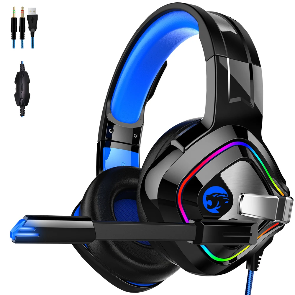 

3.5mm Surround Stereo Game Headphones with Noise Cancelling Mic, Black+blue,black+red