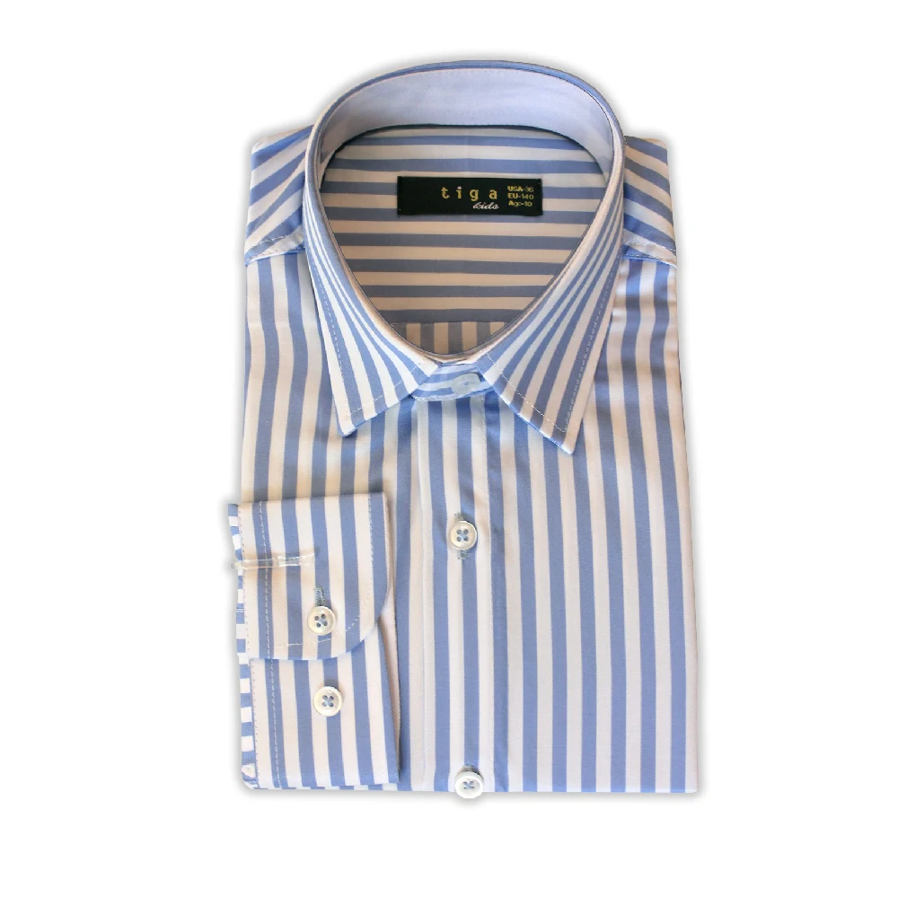 
Premium Quality Slim Fit Long Sleeve Woven Striped Boy Shirt - Blue 