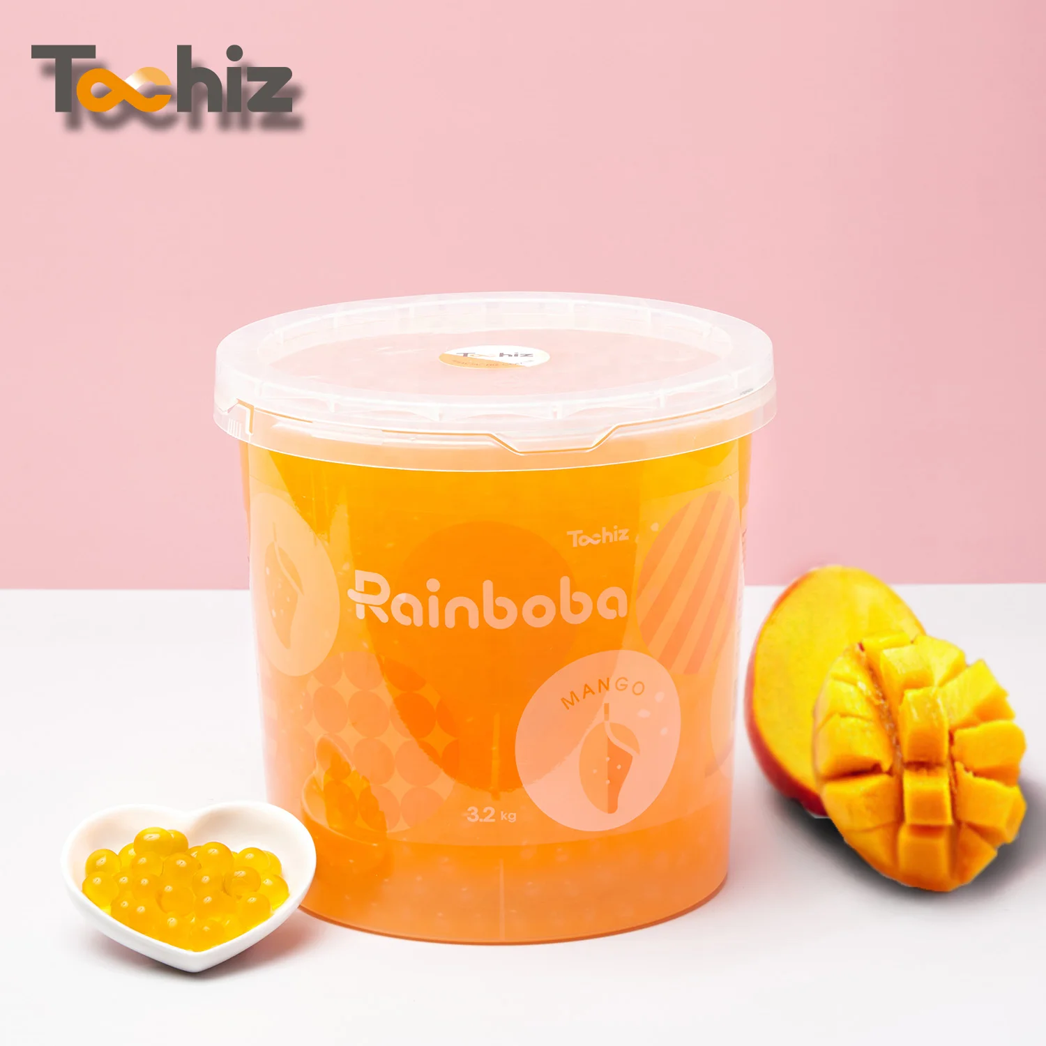 

JB02 Taiwan Made Mango Flavor Popping Boba Pearls For Bubble Tea Bursting Pearls, Tangerine